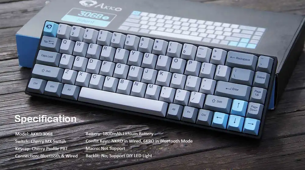 AKKO Бесшумная Bluetooth Проводная Двухрежимная PBT Keycap Cherry Switch механическая клавиатура игровая клавиатура для ПК ноутбука рабочего стола