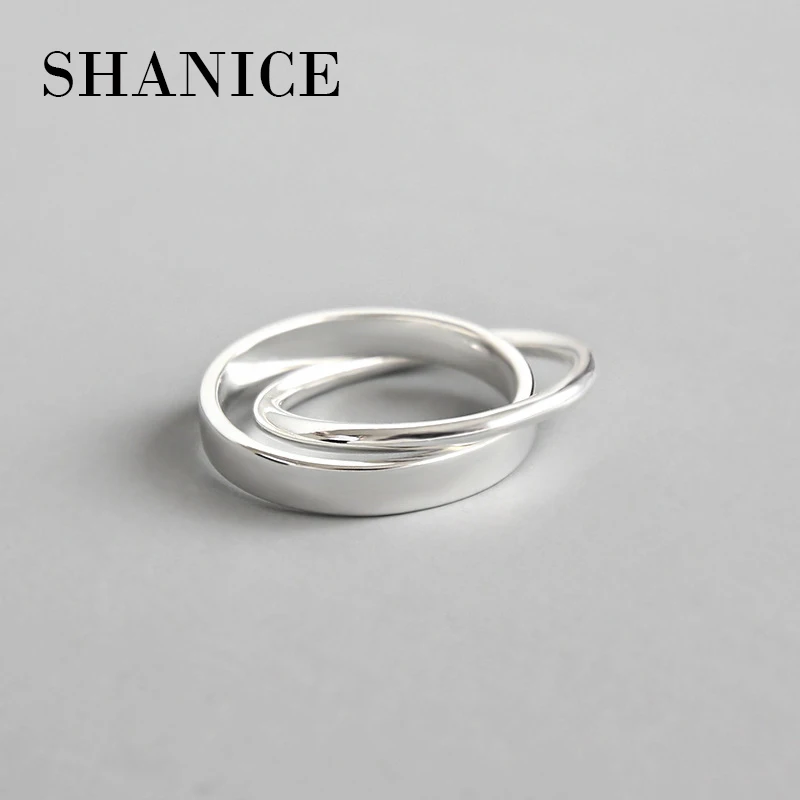 SHANICE чистое 925 пробы Серебряное кольцо для женщин двойной интерлок круг Anel Feminino женские ювелирные изделия оптом вечерние подарки