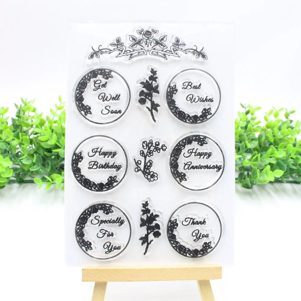 Цветочный прозрачный силиконовый штамп/печать для DIY скрапбукинга/фотоальбома