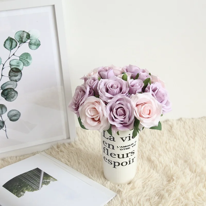 Букет роз 8 голов искусственные цветы украшение для дома свадебные садовые