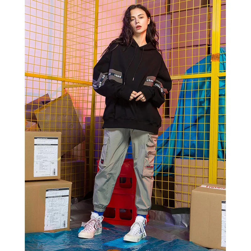 Корейский стиль kpop толстовки хип-хоп толстовка негабаритная женская кавайное