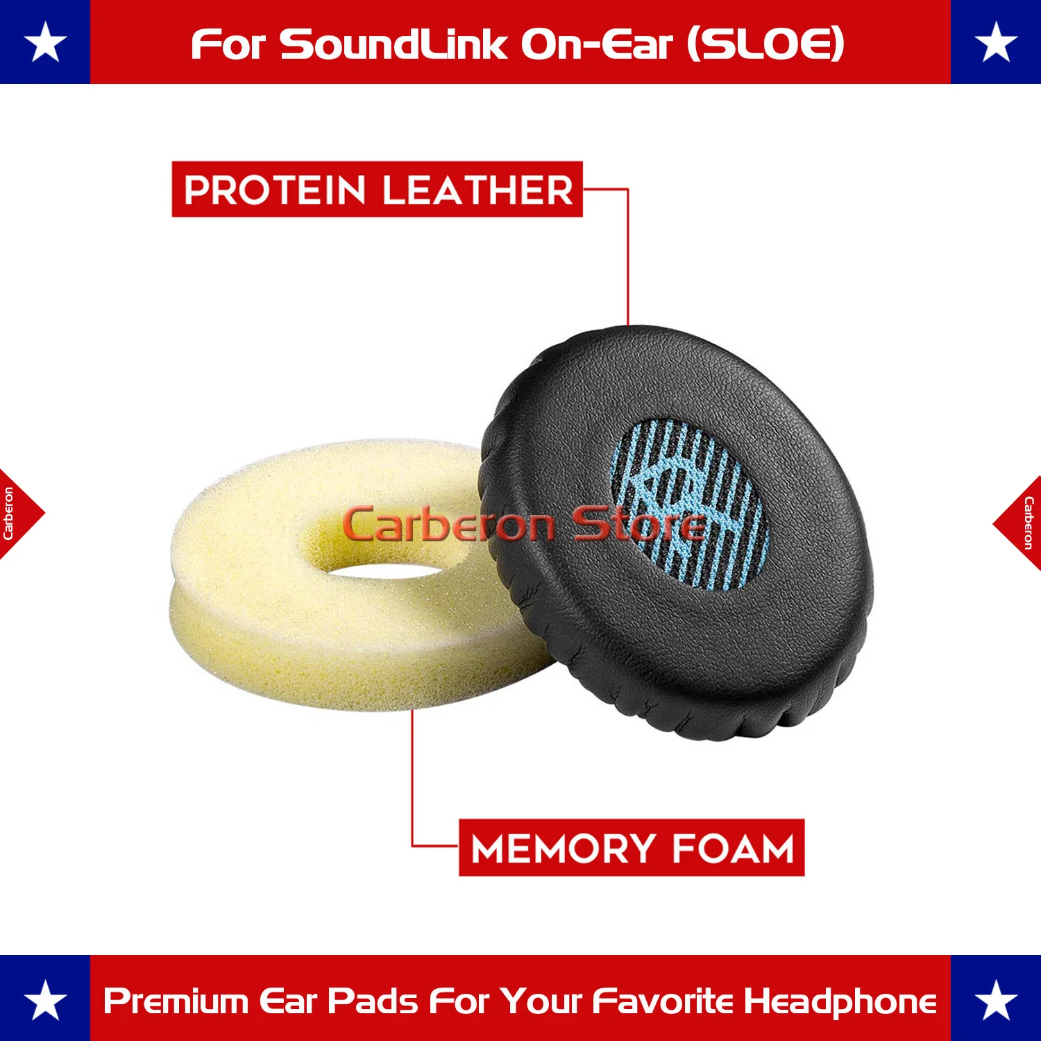 Сменные амбушюры Carberon для Bose SoundLink On Ear(OE)/SoundTrue Ear(OE)/On Ear 2(OE2) наушники (Blue