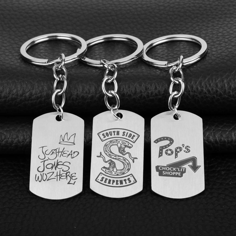 

Riverdale Keychain Stainless Steel Dog Tags Pendant Jughead Jones Key Ring Fashion Jewelry Car Keyholder Women Men Jewelry -50