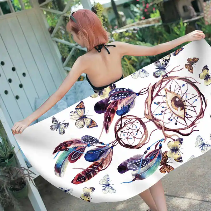 Пляжное полотенце с принтом в стиле бохо женское профессиональное большое