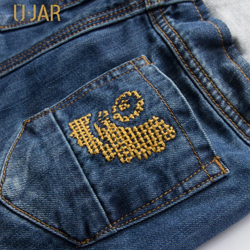Ujar бренд мальчиков полная длина Демин Брюки школьные повседневные джинсы для
