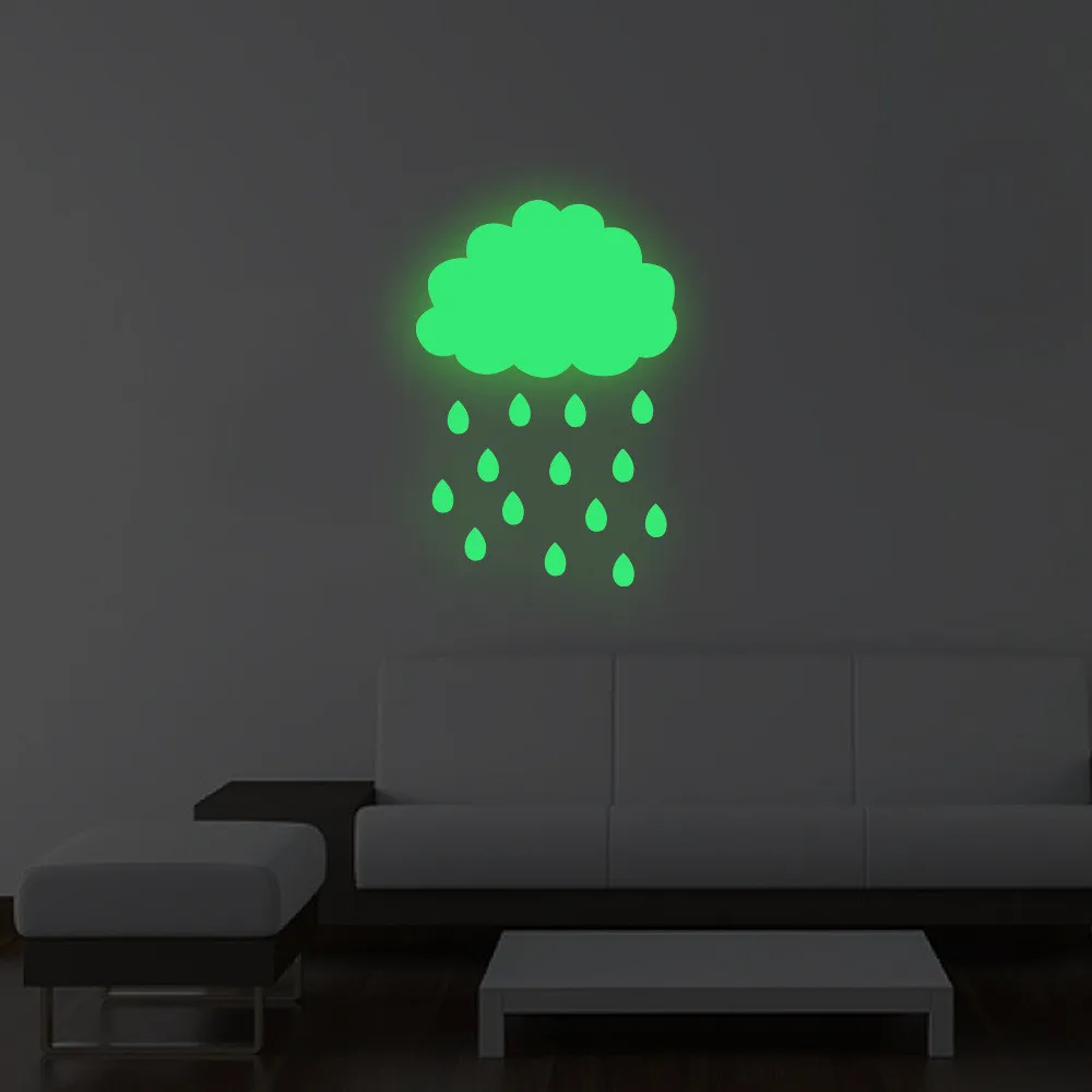 Фосфоресцирующий дождь облако Fosforescente Светящиеся Настенные наклейки ТВ обои