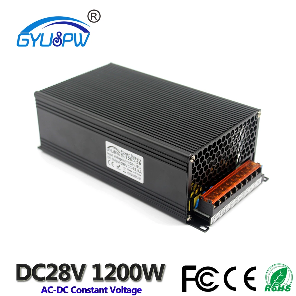 1200W 28V 42.9A одиночный выход импульсный источник питания Трансформаторы 110V 220V AC к DC28V