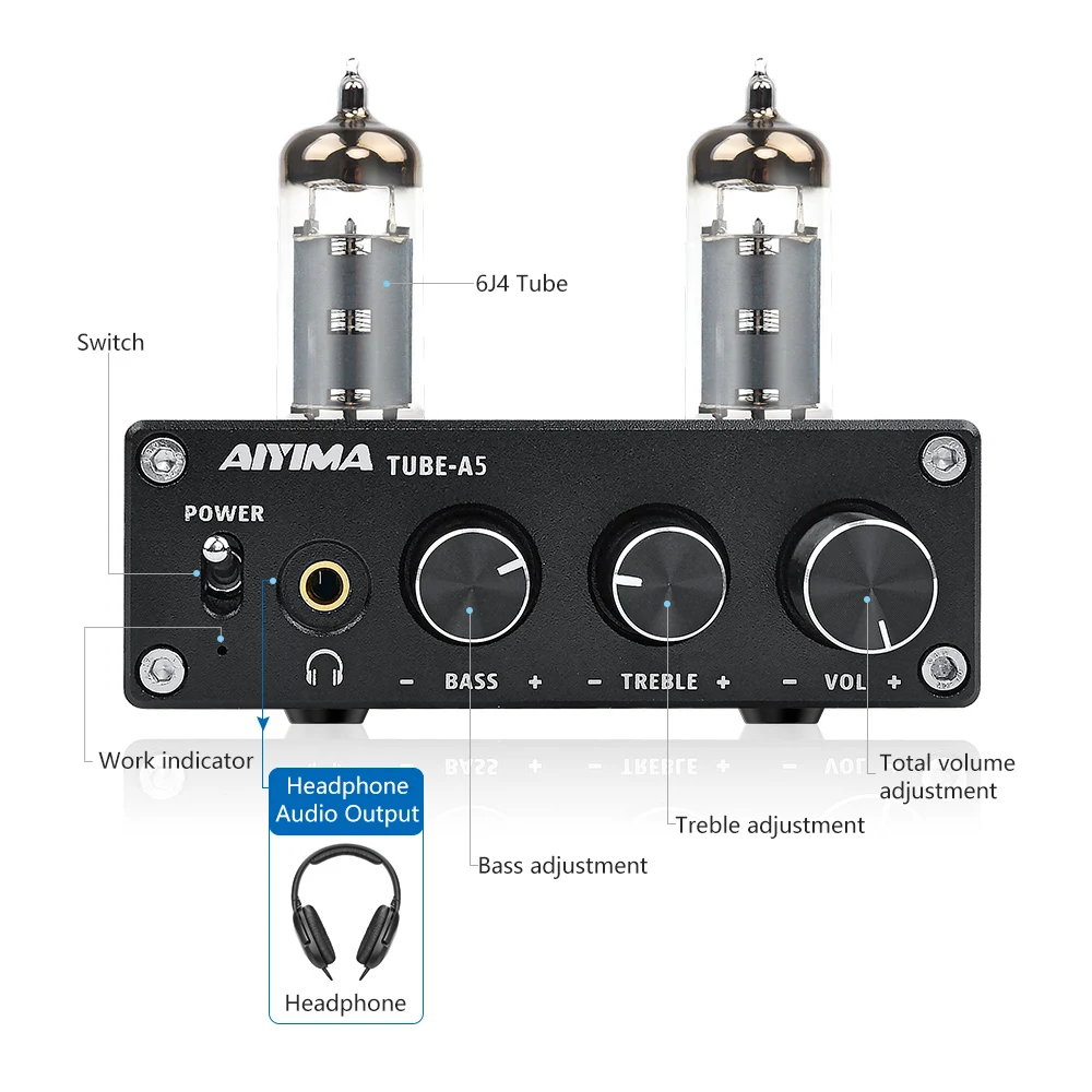 AIYIMA TPA3116D2 Bluetooth 4,2 усилитель 50 Вт* 2 HiFi вакуумные 6J4 Ламповые Цифровые усилители стерео усилитель мощности с высоким басом