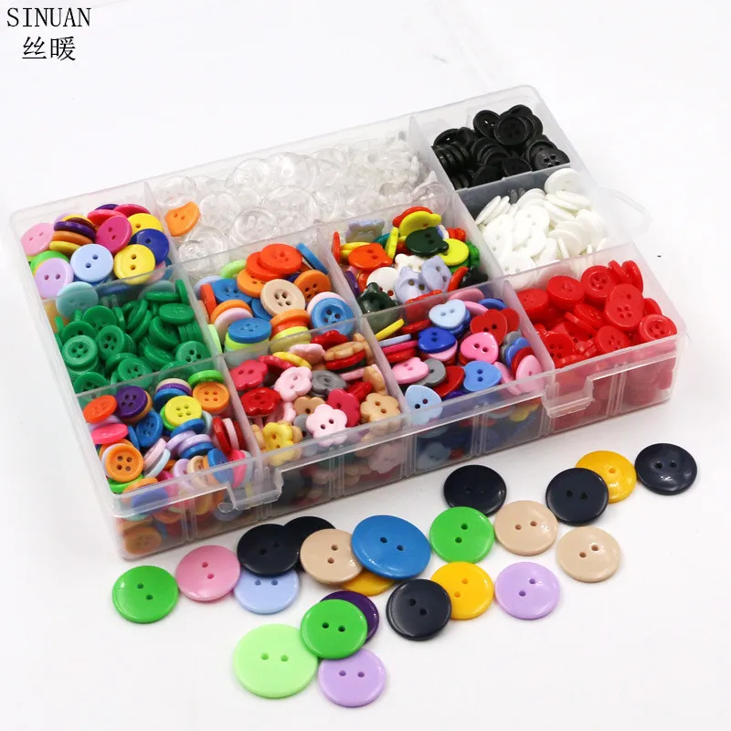 SINUAN Button Set Flatback Resin Plastic Buttons Dyed Decorative Mix Color And Size Crafts Accessories | Дом и сад