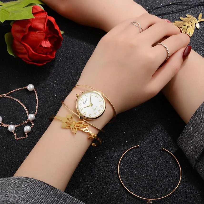 2020 женские модные роскошные часы с браслетом кварцевые под платье розовое золото