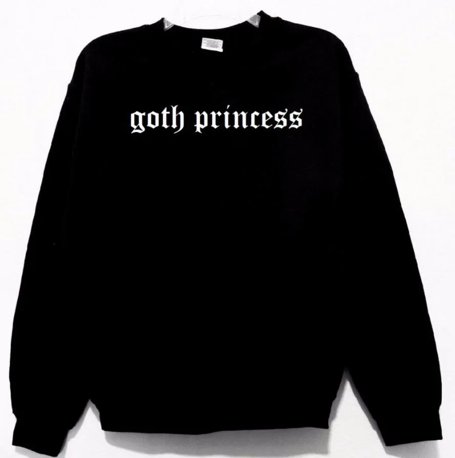 

Goth Princess Graphic Letters Print Women Sweatshirts Casual Hoody For Lady Funny Hipster Street Drop Ship-F619
