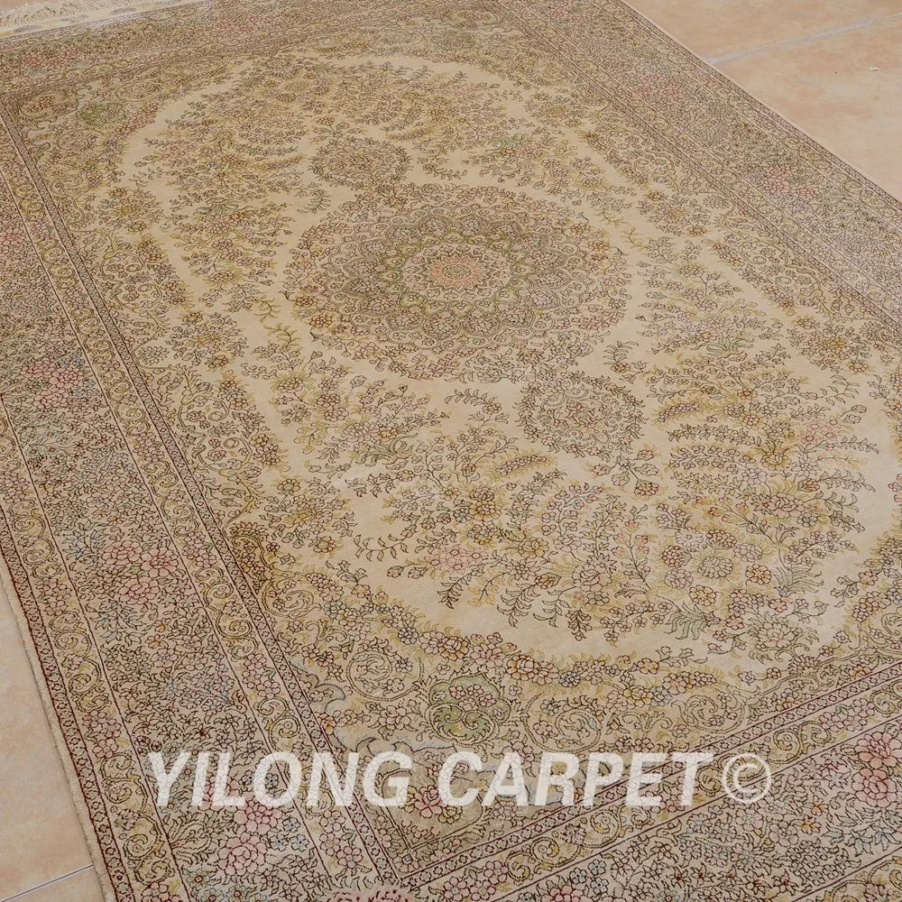 Yilong 5 'x 8' Кашмирские ковры ручной работы бежевый выгодный вязки продажа