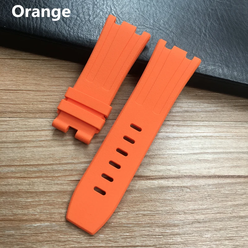 28mm Soft Black White Green Yellow Orange Gray Blue Red Silicone Rubber Watch Strap Bracelet For AP ROYAL OAK Watchband Belt images - 6