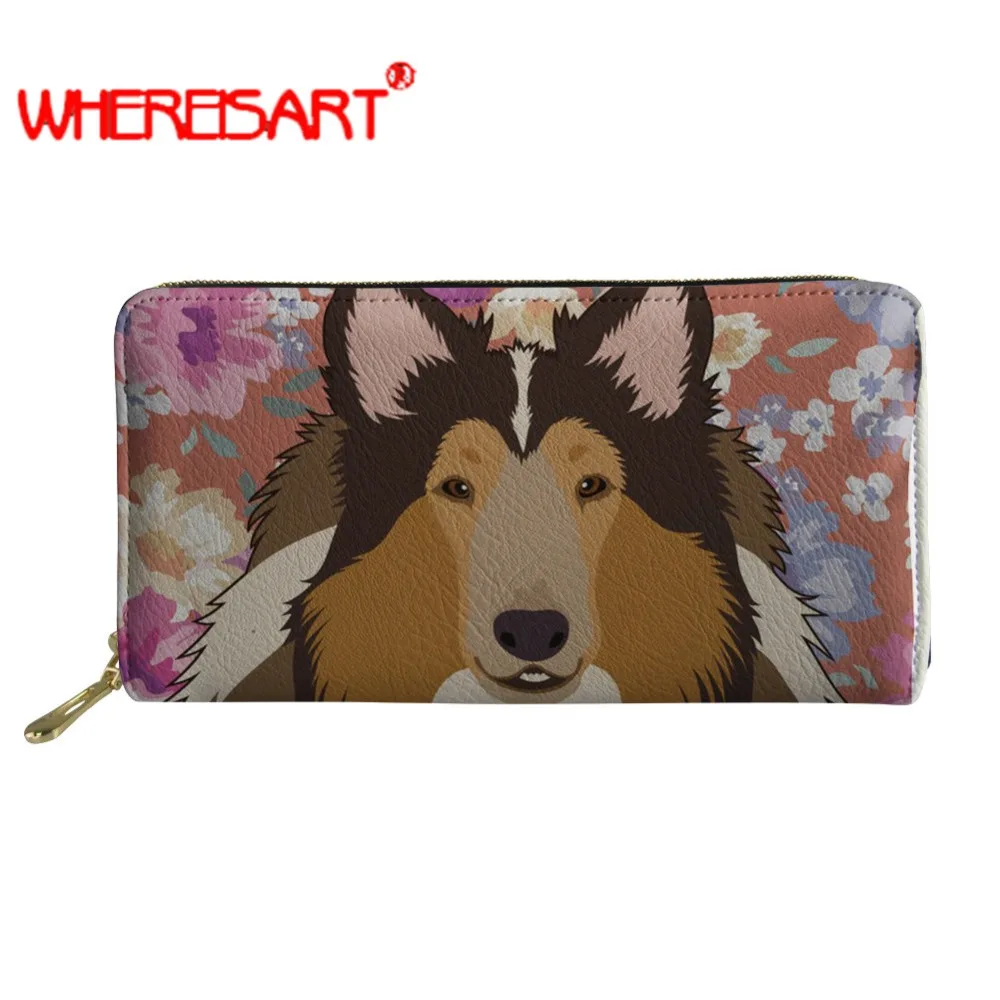 WHEREISART с изображением австралийской овчарки Женский кошелек из искусственной