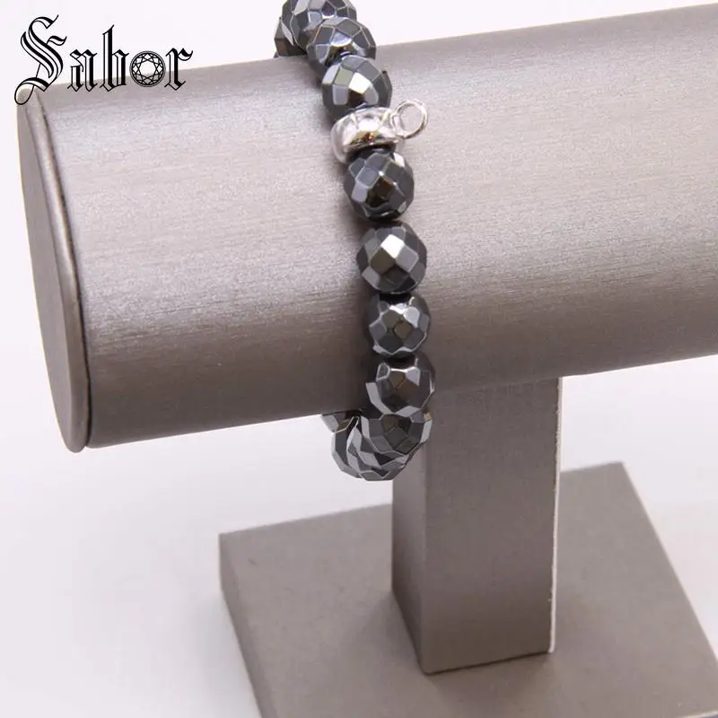 Черный обсидиан матовые и зигзагообразные бусины эластичный браслет