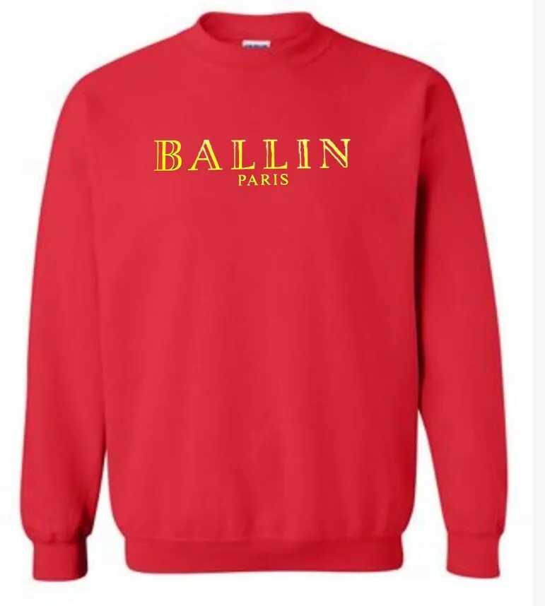 Толстовка Ballin с длинным рукавом принтом капюшоном 100% хлопок свободные круглым
