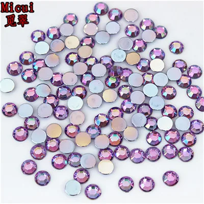 Light Purple AB 3 мм, 4 мм, 5 мм кристалл AB Круглый с плоской задней частью 3D дизайн ногтей AB Стразы DIY не горячей фиксации акриловые Стразы Украшения для лица лицо драгоценные камни - Цвет: Light Purple AB