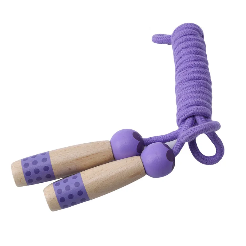 purple Деревянный милый мультфильм Скакалка детям для фитнеса прибор веревка игрушка животное Скакалка игра мальчик и девочка игрушки Рождественский подарок - Цвет: purple
