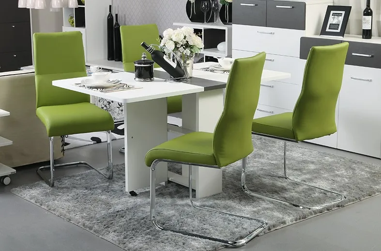 2015 новое поступление современные стулья для столовой мебель зеленые кожаные