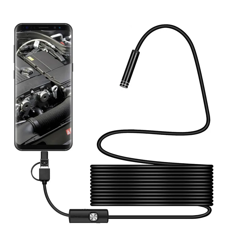 3 в 1 Android USB Type-C эндоскоп инспекция 5 мм камера 6 светодиодный HD водонепроницаемый