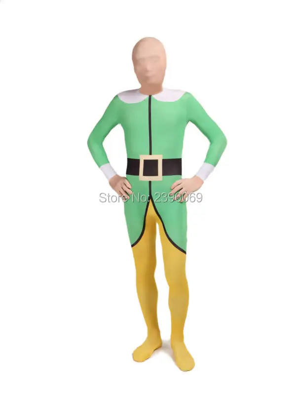 

(LS096)Green and Yellow Spandex Full Body Pattern Multicolor Zenai Fetish Suits Halloween Costume