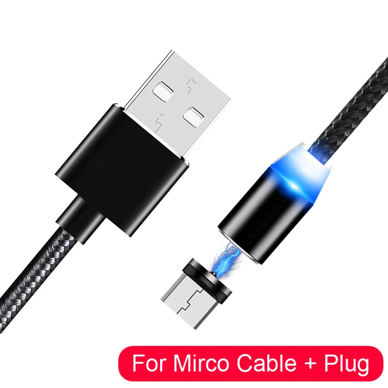 Oppselve Магнитный Micro-USB кабель со 2A быстрой зарядки 1 м 2 дисплей сид такси магнитное зарядное устройство, кабель для Xiaomi 4X huawei P8 Lite samsung данных Кабо - Цвет: Black Micro Cable
