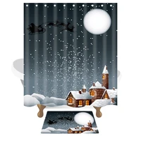 christmas gifts santa claus shower curtains waterproof mildewproof polyester fabric bath curtain mats bathroom product 10 hooks