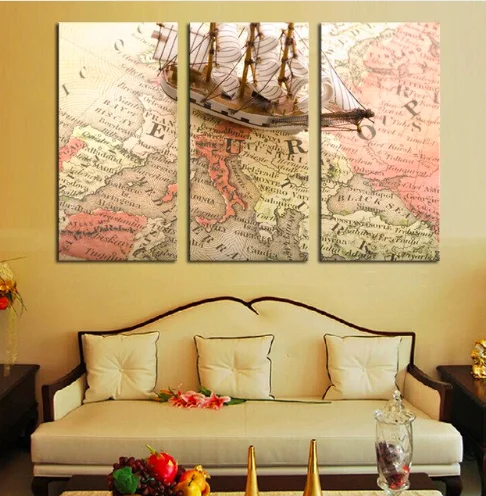 

Modular Canvas Paintings Home Decor 3 Pieces World Map Pictures HD Prints Fashion Abstract Poster Living Room Wall Art Framework