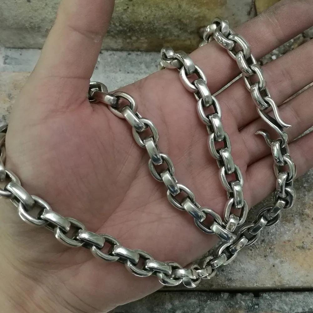 925 пробы Серебряная Мужская цепочка с застежкой в виде рыбьего крючка, байкерское панк ожерелье TA141
