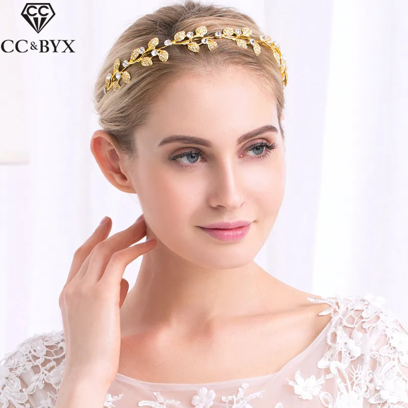 CC тиары повязки для волос и короны CZ в форме листа элегантные обручальные