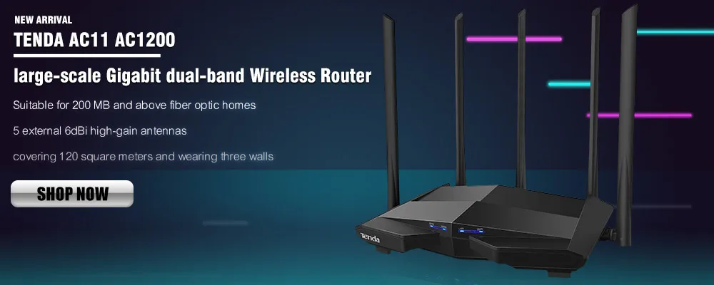 Tenda AC10 1200 Мбит/с беспроводной Wi-Fi маршрутизатор, 1 ГГц cpu+ 128 М DDR3, 1WAN+ 3LAN гигабитные порты, 4* 5dBi антенны с высоким коэффициентом усиления, умное управление приложением