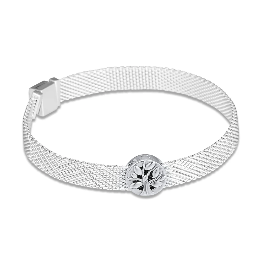 Натуральная 925 стерлингового серебра Древо жизни зажим шарма бусины для