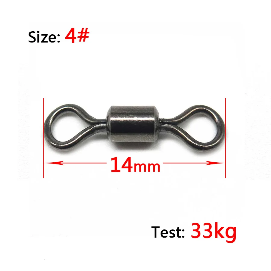 Size 4 Minfishing 100 шт. рыболовные Вертлюги Из Нержавеющей Стали, Вертлюг, размер 2#~ 14# рыболовные аксессуары, разъем для крючка - Цвет: Size 4