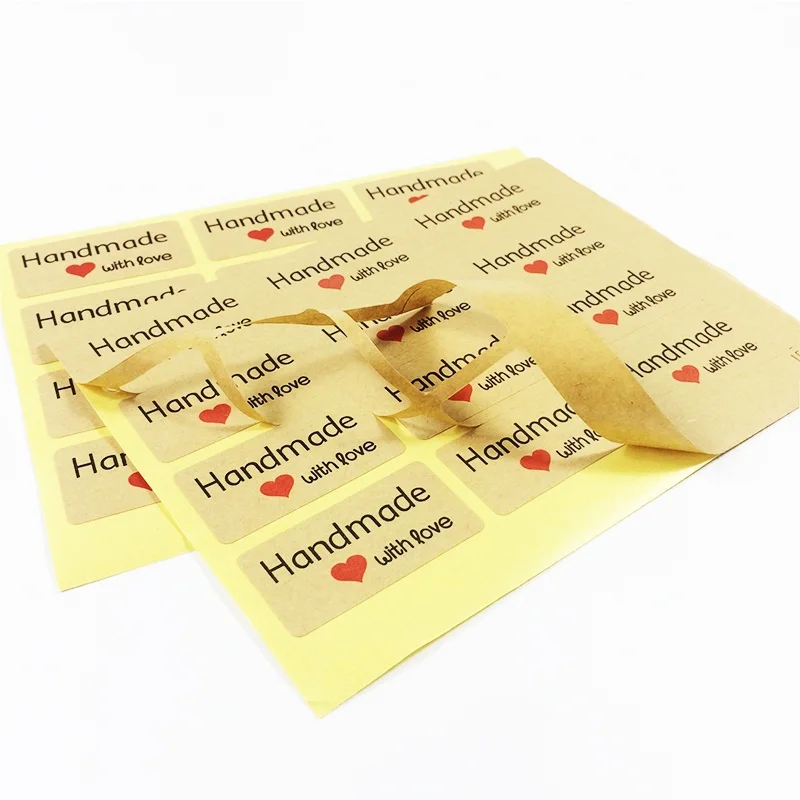 120 шт./лот ручная работа с красным сердцем цветная печать наклейка для выпечки