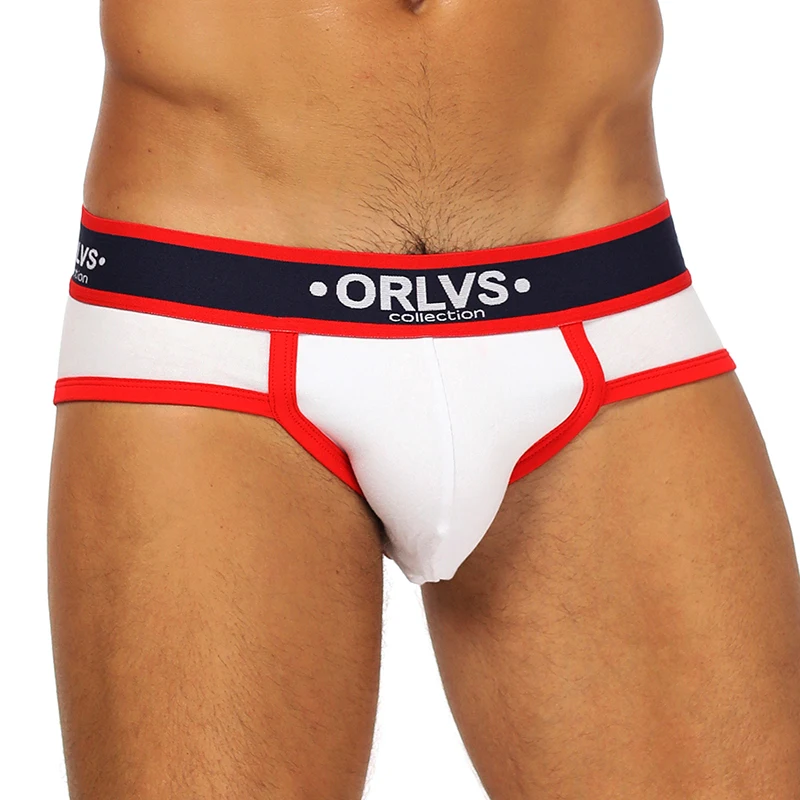 Мужские трусы брифы из хлопка ORLVS черные короткие слипы сексуальное нижнее белье
