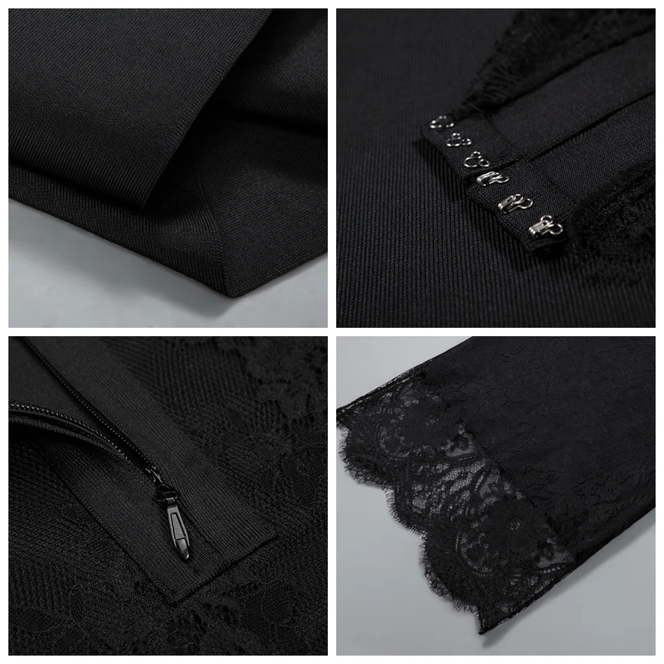 Спинки кружева сексуальные мини черное Бандажное платье Лето 2017 г. лоскутное рукавов бак выдалбливают О