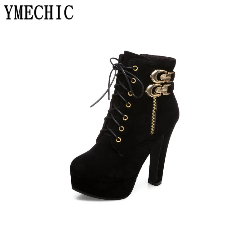 Женские осенние ботильоны YMECHIC 2018 года с перекрестной пряжкой Готическая