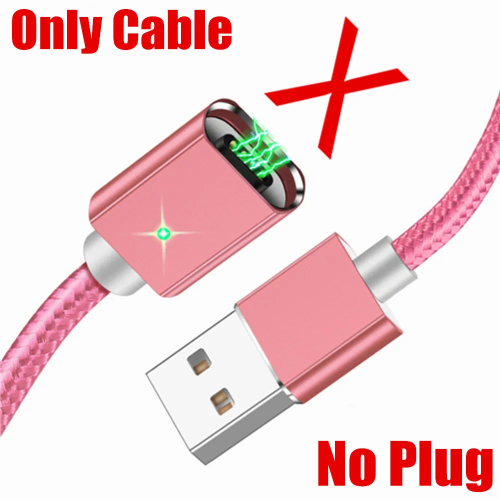 Only Cable No Plug Магнитный зарядный кабель OLAF для Xiaomi huawei, быстрый зарядный Магнитный кабель Micro usb type C для iPhone XS X, светодиодный шнур с магнитным проводом - Цвет: Only Cable No Plug