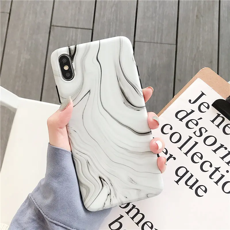 Художественный волнистый мраморный чехол для iPhone X XS Coque XR Max 8 7 6 S Plus Мягкий ТПУ