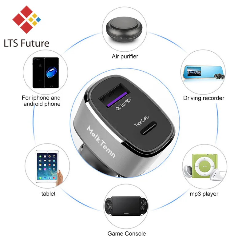Быстрая зарядка QC 3,0 двойной порт usb Тип C PD Быстрый автомобильный телефон зарядное устройство для Iphone samsung huawei Быстрая зарядка Авто адаптер автомобиля