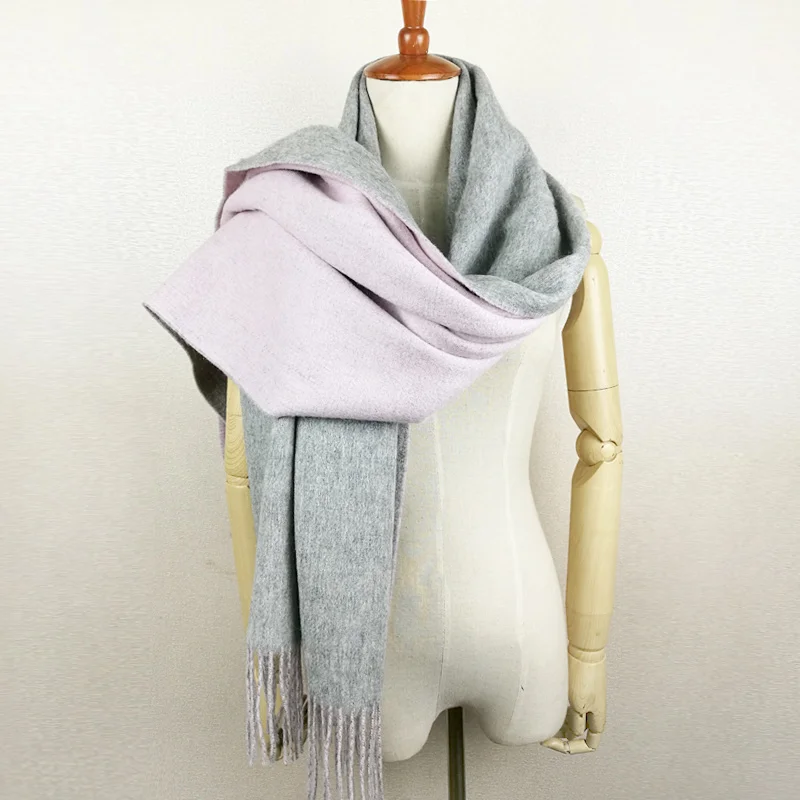 gray pink Leo anvi овечья шерсть шарф для женщин шерсть пашмина Бандана Зима Весна длинный женский шарф Серый Розовый шали женский - Цвет: gray pink