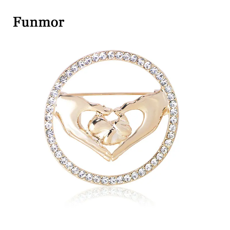 Женская теплая брошь Funmor круглая эмалированная в форме рук кардиган для мам