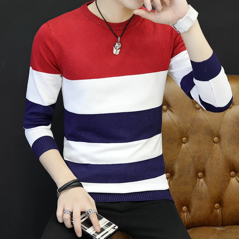 Hot Sale 2017 Winter Mens Fashion Sweaters and Pullovers Men Brand Clothing Wool Sweater Male Outerwear Striped Knitted | Мужская одежда