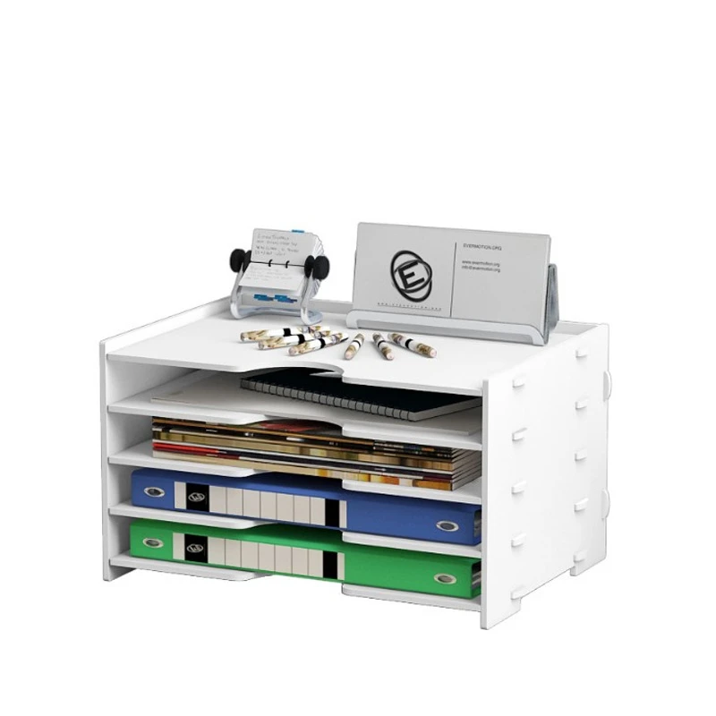 Multi-layer Folder Storage Box File Box Office Stationery Desktop Rack Assembled PVC Document Shelf for Office