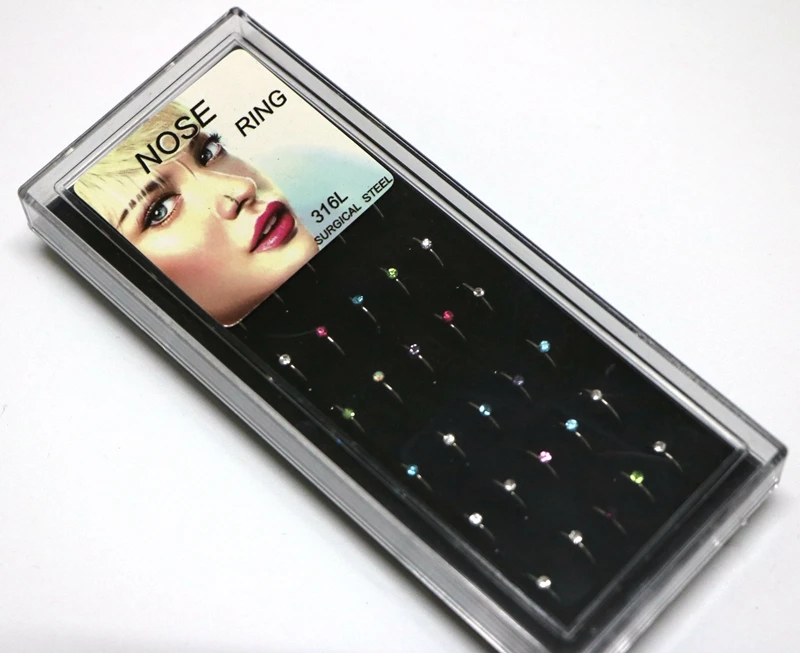 40 шт. сексуальное пирсинг кольцо для носа из нержавеющей стали шпильки цветные