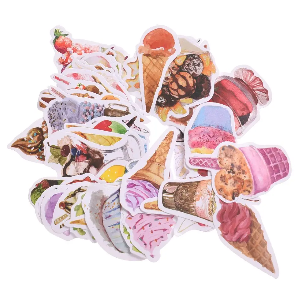 

46PCS/PACK DIY Summer Colorful Ice Cream Set Stickers Decorative Stationery Stickers Scrapbooking Diary Album Sticky Lable