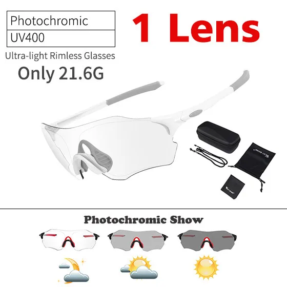 2 in 1 Rimless White WEST BIKING фотохромные очки без оправы для велоспорта, велосипеда, спорта на открытом воздухе, MTB велосипеда, солнцезащитные очки, очки без оправы для велоспорта - Цвет: 2 in 1 Rimless White