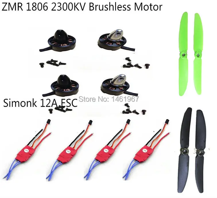 4 шт./лот Simonk 12A прошивка бесщеточный ESC + 1806 2280KV двигатель 2 пары 5030 Пропеллер CW/CCW