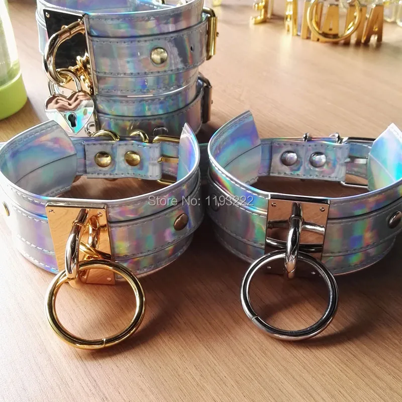 Панк готика 100% ручная работа шикарный голографический чокер O Круглый Золотой