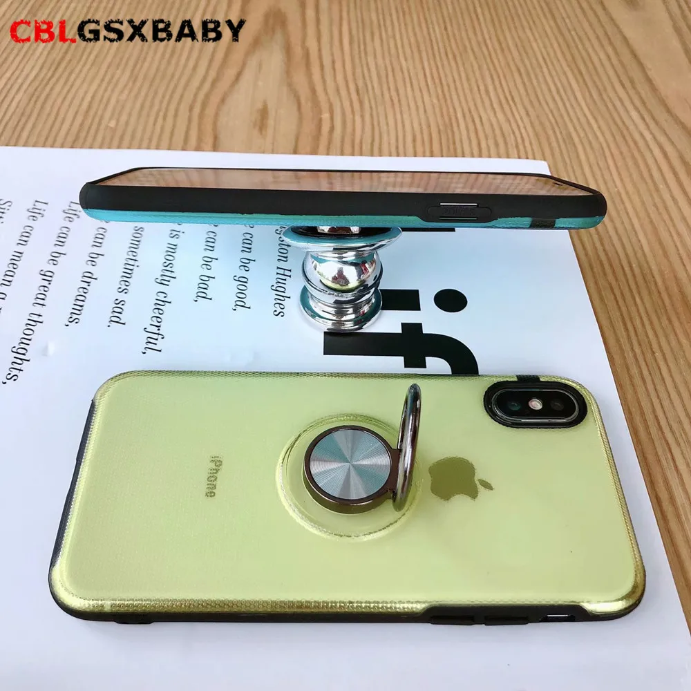 Прозрачный чехол-подставка с кольцом для iPhone 11 Pro XS Max XR чехлы телефонов магнитной